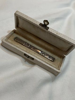 Antique French Sterling Silver Pencil Holder,  Art Nouveau With Case Rar