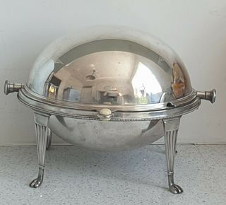 Victorian Antique Edwardian Silver Plate Dome Top Bacon Food Warmer