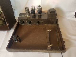 Antique PA system.  Gibbs H161 microphone.  Montgomery Wards Tube Amp.  Powers on 2