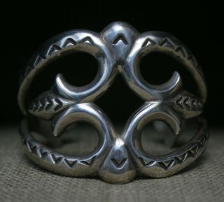 Vintage Native American Sterling Silver Sandcast Cuff Bracelet