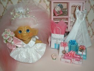 Dam Troll Doll Vintage 1960s 2 - 5/8 " Pink Ice Mohair & Artist Blue Glass Eyes