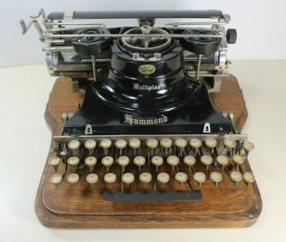 Antique Hammond Multiplex Typewriter W/ Wood Case Remarkable