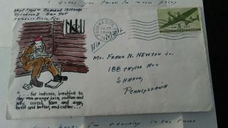 Hand Drawn Pow Ww Ii Patriotic Postal Cover & Letter
