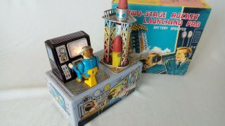 Vintage Jupiter Tin Toy Two Stage Rocket Lauching Pad