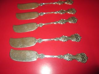 11 - POMPADOUR 1898 - WHITING - Solid STERLING - PATE / BUTTER SPREADER KNIVES 2