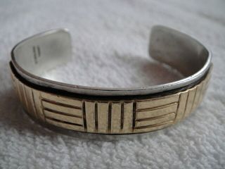 Vintage Navajo Sterling Silver & Gold Filled Cuff Bracelet,  By Tracy