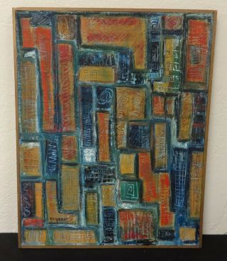 Vintage Abstract Oil On Canvas Painting Signed By Listed Artist Esther Gayner
