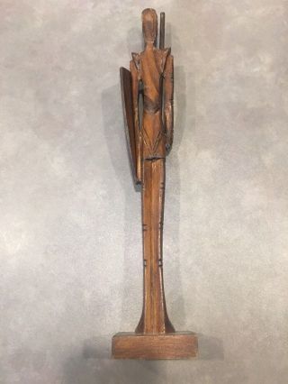 Vintage Folk Art Hand Carved Conquistador Spanish Soldier Wood Tall Sculpture 3