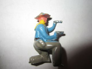 Vintage Lead 1 3/4 Inch Kneeling Cowboy With Blue Shirt
