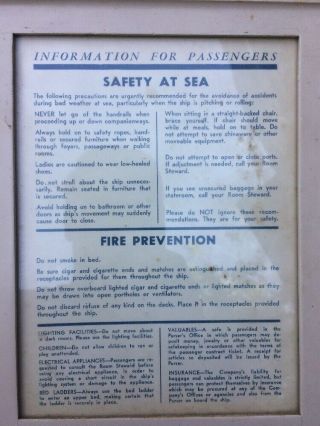 Vintage Salvage Steel Information Plaque S.  S.  United States ocean liner 11