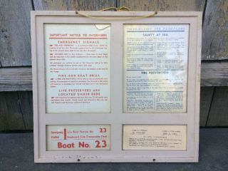 Vintage Salvage Steel Information Plaque S.  S.  United States Ocean Liner