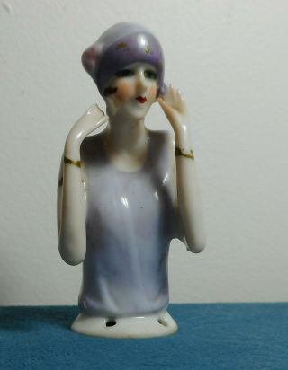 Antique German Porcelain Cosy Doll Art Deco Half Doll