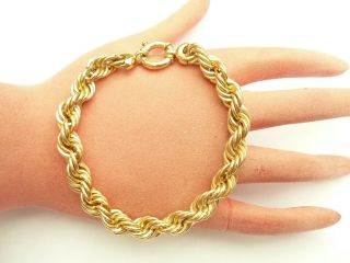 Fab Vintage Solid 9ct Gold Fancy Chunky Rope Link Bracelet 12.  1 Grams 8.  25 " Inch