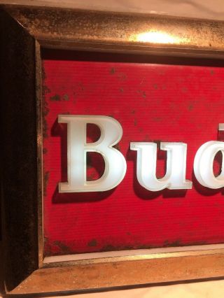 Vintage 1950 ' s Budweiser Beer Lighted Advertising Sign 28 