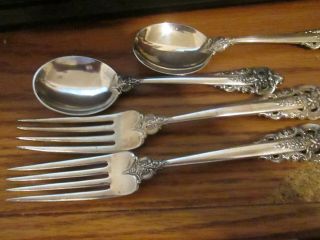 Wallace Grande Baroque Soup Spoons 2 Dinner Forks 7 1/2 Inches.