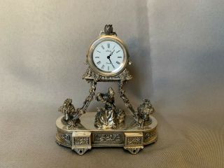 Lovely Decorative Marked Spanish Sterling Silver 925 Desk Clock.
