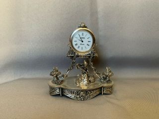 Decorative Marked Spanish Sterling Silver 925 Desk Clock.