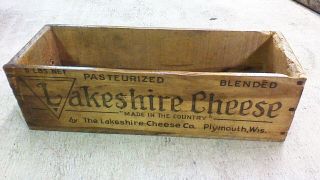Vintage Cheese Crate Wooden Box Lakeshire Plymouth Wisconsin Last One