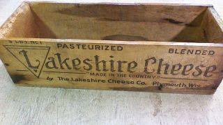 Vintage CHEESE CRATE WOODEN BOX Lakeshire Plymouth Wisconsin LAST ONE 3