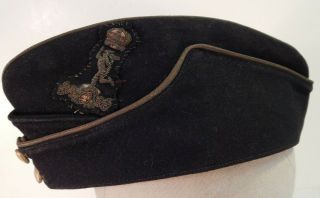 Wwii Canadian Army,  Royal Signal Corps,  Officer’s Cap,  Black Wool With Patch