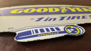 VINTAGE GOODYEAR TIRES PORCELAIN AUTO GAS SERVICE STATION BLIMP DEALERSHIP SIGN 10