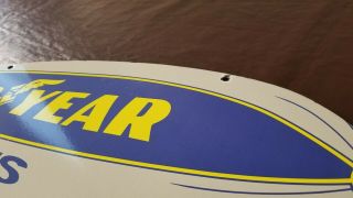 VINTAGE GOODYEAR TIRES PORCELAIN AUTO GAS SERVICE STATION BLIMP DEALERSHIP SIGN 2