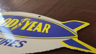 VINTAGE GOODYEAR TIRES PORCELAIN AUTO GAS SERVICE STATION BLIMP DEALERSHIP SIGN 7