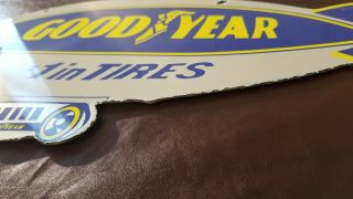 VINTAGE GOODYEAR TIRES PORCELAIN AUTO GAS SERVICE STATION BLIMP DEALERSHIP SIGN 8