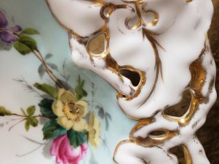 C.  T.  Germany Bowl Reticulated Floral Gold 12.  5 