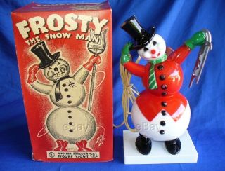 Antique Nmib Frosty The Snowman Christmas Miller Figure Light Plastic Holiday
