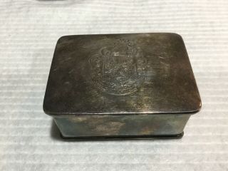 Org 1797 London Uk Sterling Silver Hinged Box Crest Coat Arms On Top Lid 171gr
