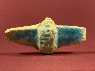 Rare Ancient Egyptian Faience Winged Scarab Statuette Circa 800 - 500bce