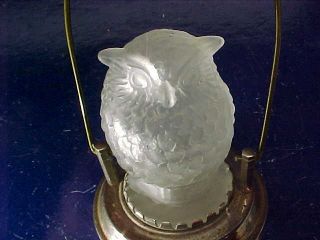 1930s FENTON Frosted GLASS OWL Battery Op NIGHT LIGHT 2