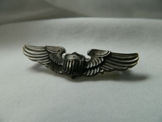Wwii Usaaf 2 " Pilot Wings Sterling Silver Pin Amico Aviation Air Force