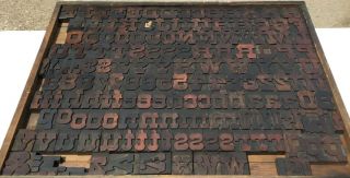 Vintage 411 Wood Letterpress Print Type Block Letters Numbers Punctuation