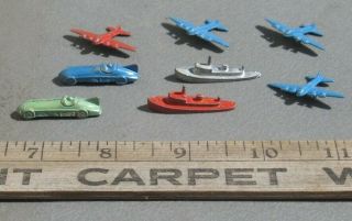 40s Tootsietoy Cast Metal Game/prize 4 - Prop Airplanes Cruise Ships & Race Cars