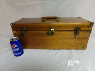 Antique Early Wooden Tronick Unsinkable Tackle Box Pat Applied For Chetek Wi.