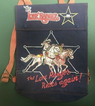 Vintage Lone Ranger & Tonto School Book Saddle Bag Canvas