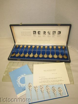 Vintage Franklin Sterling Silver Zodiac Spoon Box Set Complete 10.  80oz