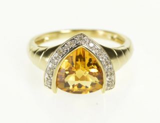 10k Faceted Trillion Citrine Diamond Fashion Ring Size 8.  25 Yellow Gold 18