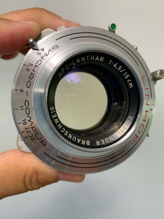 Voigtlander Apo Lanthar 15cm f4.  5 Medium Format Lens Linhof Vintage Camera Lens 2