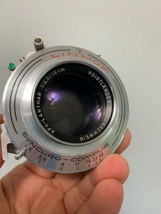 Voigtlander Apo Lanthar 15cm f4.  5 Medium Format Lens Linhof Vintage Camera Lens 4