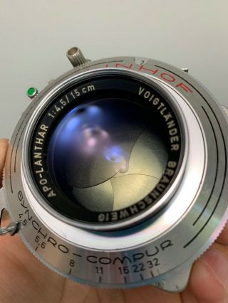 Voigtlander Apo Lanthar 15cm f4.  5 Medium Format Lens Linhof Vintage Camera Lens 7