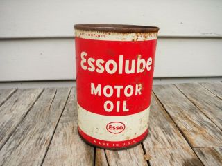 Vintage 1 Quart Esso Essolube Motor Oil Can And 22 Other Quart Cans