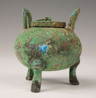 Old Chinese Bronze Censer Jar Burner Mascot Home Decoration Gift Collec