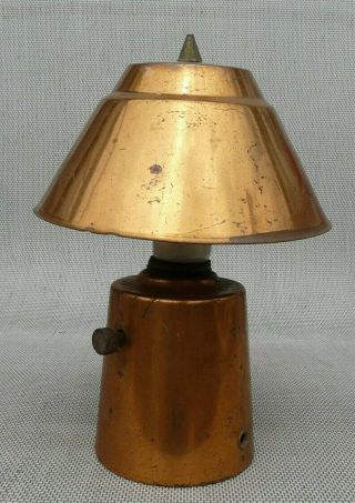 Vintage Mid Century Modernist Solid Copper Desk Lamp W/ Copper Shade