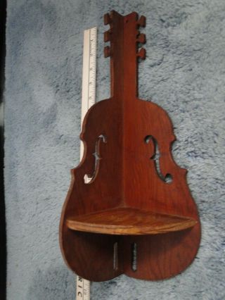Antique Wood Violin / Cello Shaped Corner Shelf