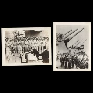 1945 Wwii Snapshot Photos Of Japanese Surrender Aboard Uss Missouri