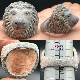 Rare Old Bronze Roman Tiger Unique Ring