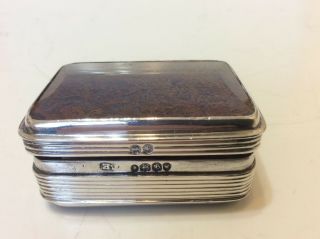 Antique Sterling Silver Snuff Box,  Silver Moss Agate 925 Silver Box London 1837